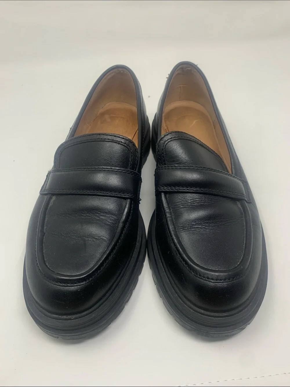 Madewell Black Leather Penny Loafers size 6